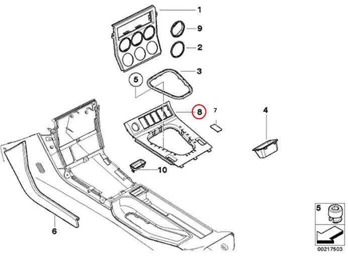 Center Console Lower Trim Panel for BMW Z3 - Part #51162491396 - OEM Look