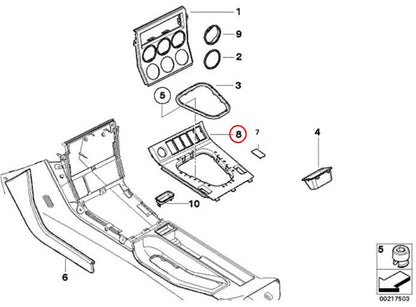 Center Console Lower Trim Panel for BMW Z3 - Part #51162491396 - OEM Look