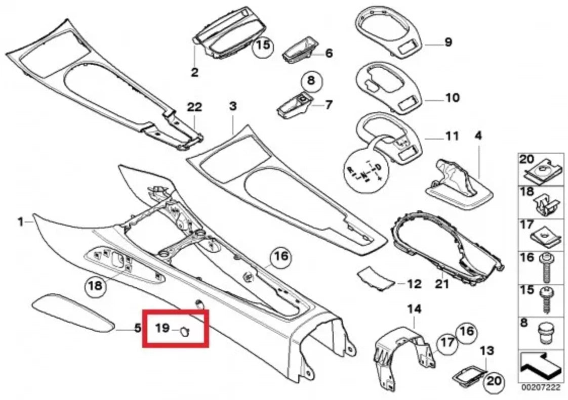 BMW Z4 Center Console Screw Cover